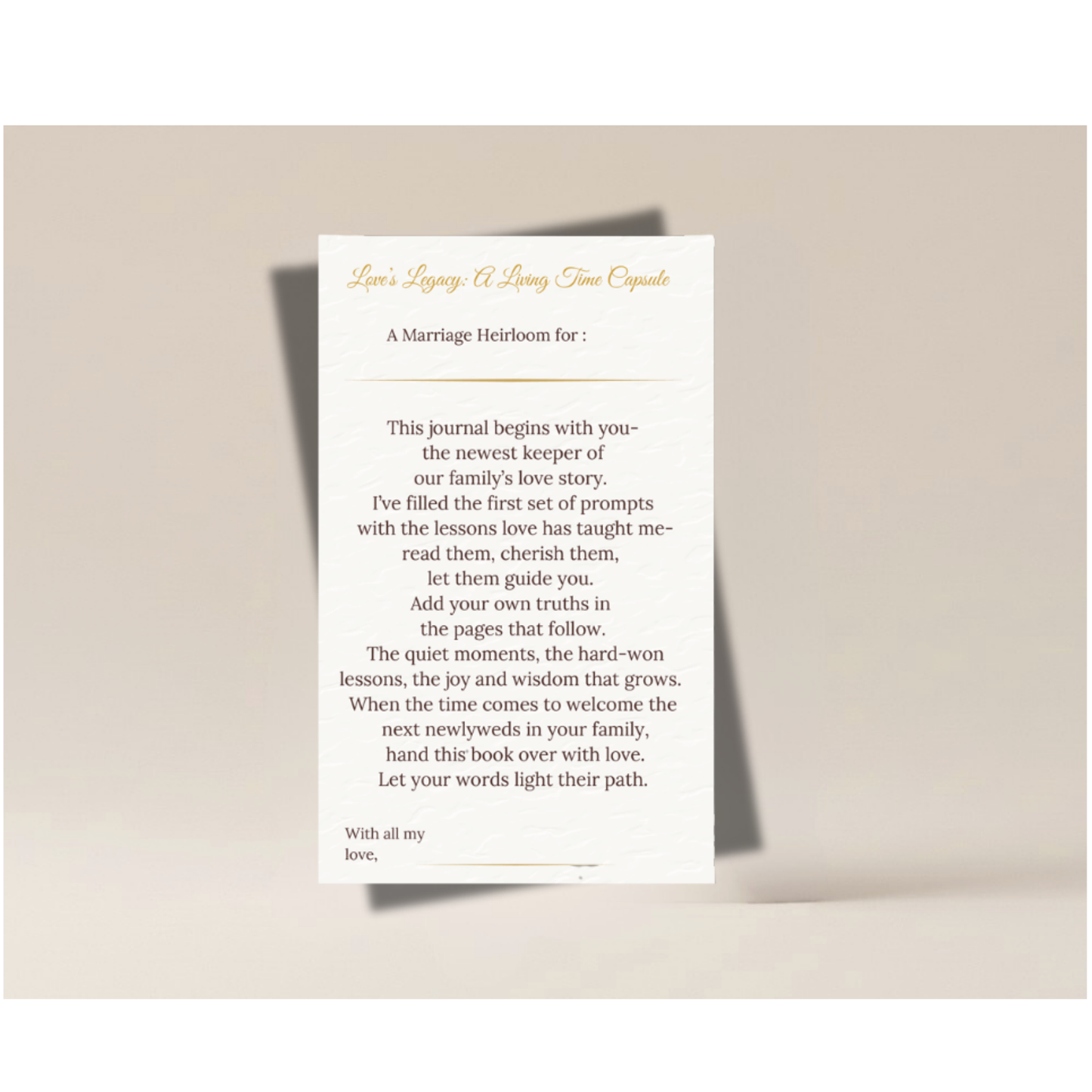 Love's Legacy: A Marriage Heirloom Journal